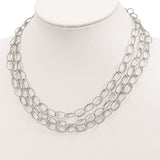 Sterling Silver Layered Hammered Fancy Link Necklace-WBC-QG5579-18