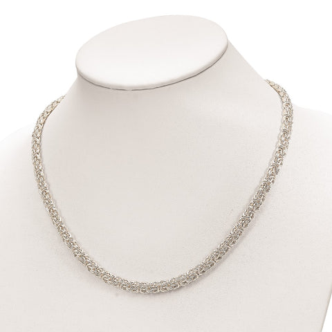 Sterling Silver Polished Byzantine Link Necklace-WBC-QG5596-20