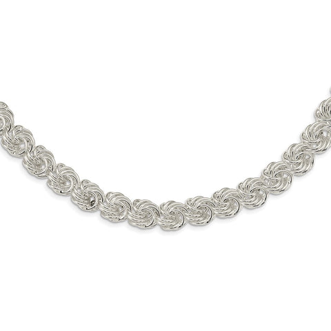 Sterling Silver Polished Circles Fancy Link Necklace-WBC-QG5597-20