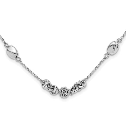 Sterling Silver Rhodium-plated Beaded Fancy Necklace-WBC-QG5600-18