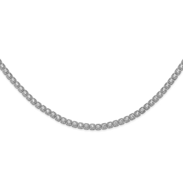 Sterling Silver CZ 17in Necklace-WBC-QG5622-17