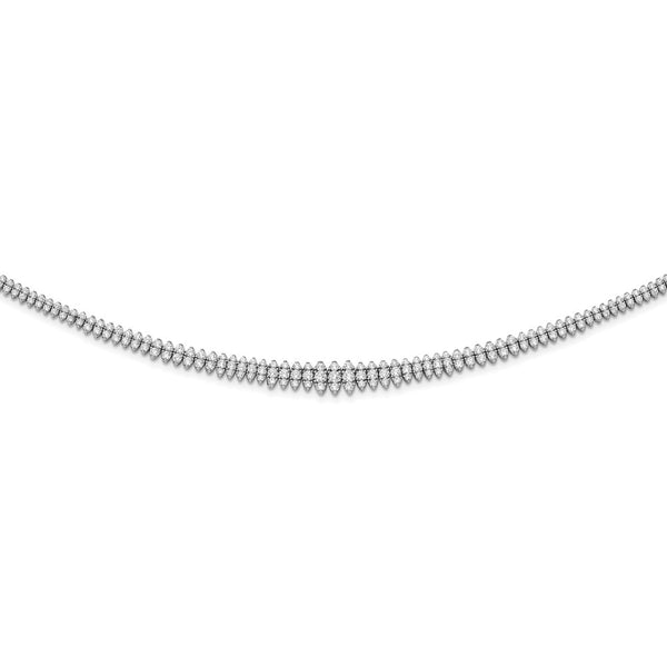 Sterling Silver CZ Riviera 17in Necklace-WBC-QG5626-17