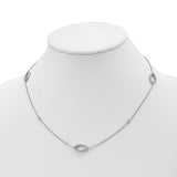 Sterling Silver 4 CZ stations & 3 CZ Open Designs 18in Necklace-WBC-QG5647-18