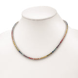 Sterling Silver Rhodium-plated Oval Colorful CZ Necklace-WBC-QG5660-18