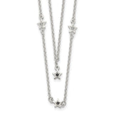 Sterling Silver Black and White CZ Stars Layered Necklace-WBC-QG5688-16