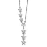 Sterling Silver Rhodium Plated CZ Stars Necklace-WBC-QG5692-18