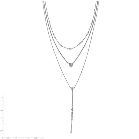Sterling Silver CZ Y-Drop Adjustable Necklace-WBC-QG5716
