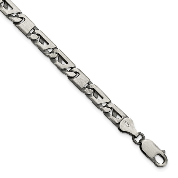 Sterling Silver Antiqued Brushed Link Bracelet-WBC-QG5728-8.25