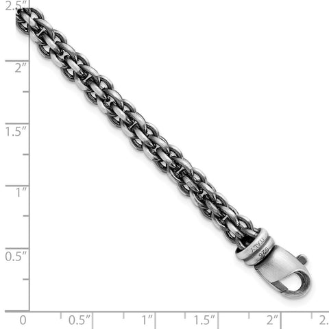 Sterling Silver Mens Black Rhodium-plated Brushed Woven Link Bracelet-WBC-QG5729-8.5