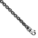 Sterling Silver Mens Black Rhodium-plated Brushed Woven Link Bracelet-WBC-QG5729-8.5