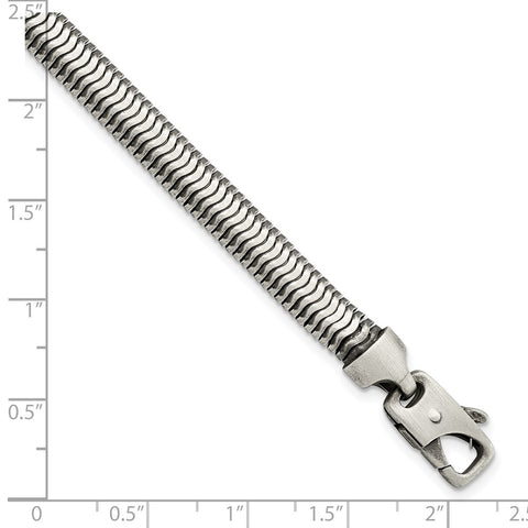 Sterling Silver Brushed Antiqued Herringbone Chain Bracelet-WBC-QG5733-8.5