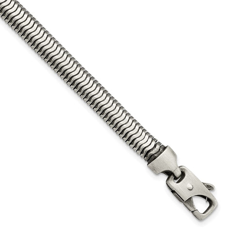 Sterling Silver Brushed Antiqued Herringbone Chain Bracelet-WBC-QG5733-8.5