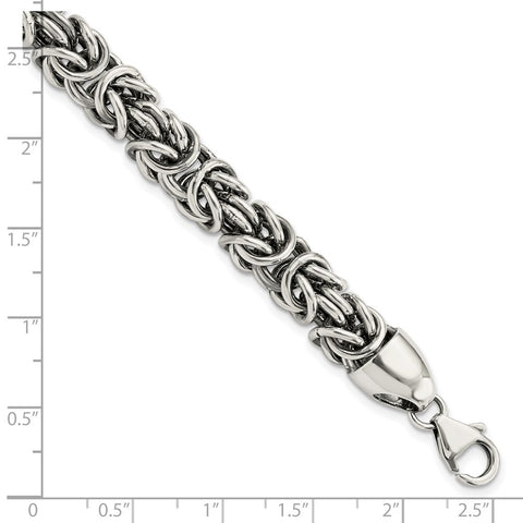 Sterling Silver Polished & Antiqued 8.5in Byzantine Bracelet-WBC-QG5734-8.5