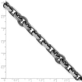 Sterling Silver Mens Black Rhodium-pltd Brushed Cable/Twisted Rolo Bracelet-WBC-QG5736-8.5