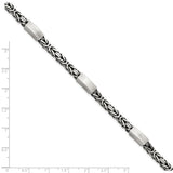 Sterling Silver Mens Black Rhodium-pltd Brushed Byzantine/Bar Link Bracelet-WBC-QG5738-8.5