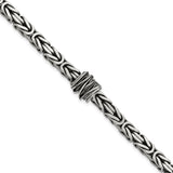 Sterling Silver Mens Black Rhodium-pltd Brushed Square Byzantine Bracelet-WBC-QG5739-8.5