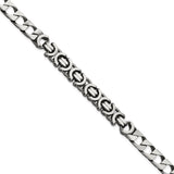 Sterling Silver Mens Black Rhodium-plated Brushed Curb/Circles Bracelet-WBC-QG5741-8.5