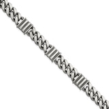 Sterling Silver Mens Black Rhodium-plated Brushed Curb/Bar Bracelet-WBC-QG5742-8.5