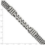 Sterling Silver Mens Black Rhodium-pltd Brush Double Curb Bracelet-WBC-QG5743-8.5