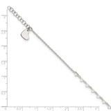 Sterling Silver Heart Link 9in Plus 1 in Ext. Anklet-WBC-QG5749-9