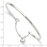 Sterling Silver Puffed Heart Bangle Anklet-WBC-QG5750