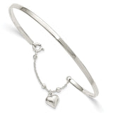 Sterling Silver Puffed Heart Bangle Anklet-WBC-QG5750