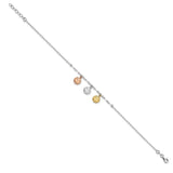 Sterling Silver Rose-tone and Gold-tone Suns 9in Plus 1in Ext. Anklet-WBC-QG5751-9
