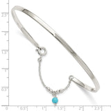 Sterling Silver Turquoise Bead Bangle Anklet-WBC-QG5761