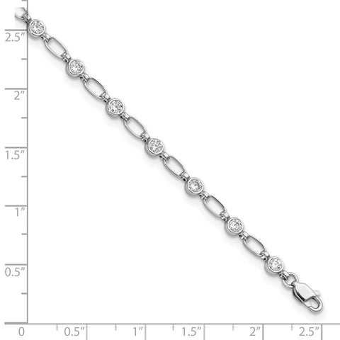Sterling Silver Rhodium-plated Polished CZ Anklet-WBC-QG5762-10