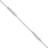 Sterling Silver CZ 3-Diamond Shapes 9in Plus 1 in Ext. Anklet-WBC-QG5763-9