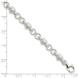 Sterling Silver Satin & Polished Heart Chain Bracelet-WBC-QG5786-7.5