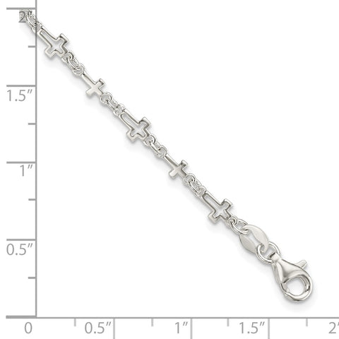 Sterling Silver Cross Link Bracelet-WBC-QG5800-7.5