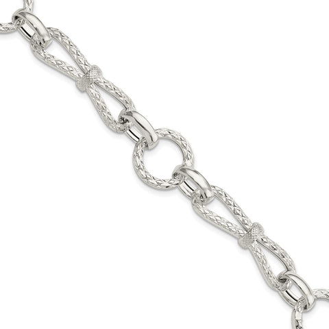 Sterling Silver Polished Fancy Link Bracelet-WBC-QG5838-6.75