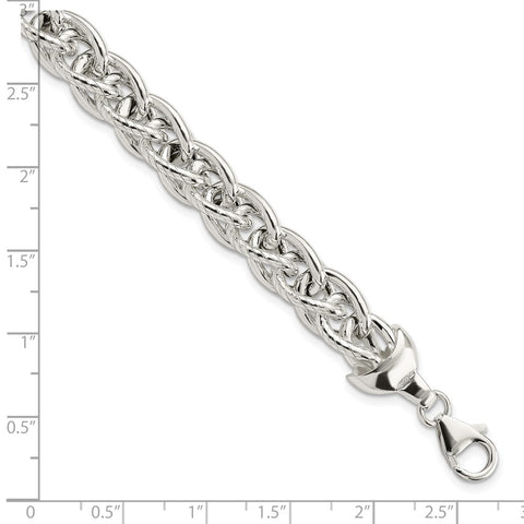 Sterling Silver Polished & Textured Fancy Oval Link 7.5in Bracelet-WBC-QG5840-7.5