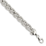 Sterling Silver Polished & Textured Fancy Oval Link 7.5in Bracelet-WBC-QG5840-7.5