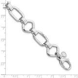 Sterling Silver Rhodium-plated Hammered Geometric w/.5in Ext Bracelet-WBC-QG5841-7.25