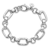 Sterling Silver Rhodium-plated Polished/Hammered Oval Link Bracelet-WBC-QG5842-7.5