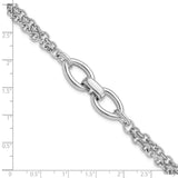 Sterling Silver Rhodium-pltd Double Chain w/2 Oval Links Bracelet-WBC-QG5846-7.75