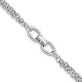 Sterling Silver Rhodium-pltd Double Chain w/2 Oval Links Bracelet-WBC-QG5846-7.75