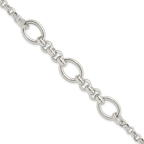 Sterling Silver Polished Fancy Link Bracelet-WBC-QG5847-7.75