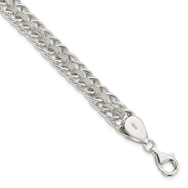 Sterling Silver Polished Roped Oval Link 7.5in Bracelet-WBC-QG5857-7.5