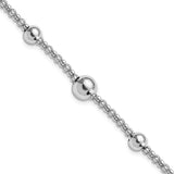 Sterling Silver Rhodium-plated Beaded Popcorn Chain w/1in ext Bracelet-WBC-QG5888-7