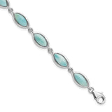 Sterling Silver Rhodium-plated Polished Marquise Shape Larimar Bracelet-WBC-QG5923-8