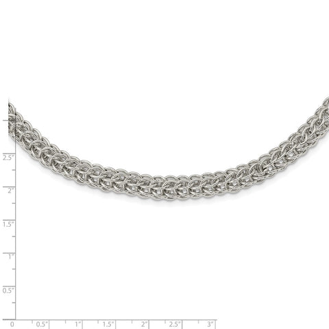 Sterling Silver Polished Fancy Circle Link 18.5in Necklace-WBC-QG5961-18.5