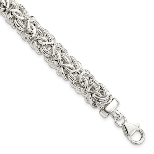 Sterling Silver Polished 9.3mm Flat Byzantine 7in Chain-WBC-QG5962-7