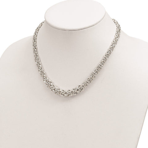 Sterling Silver Polished Byzantine Graduated Link Necklace-WBC-QG5963-17