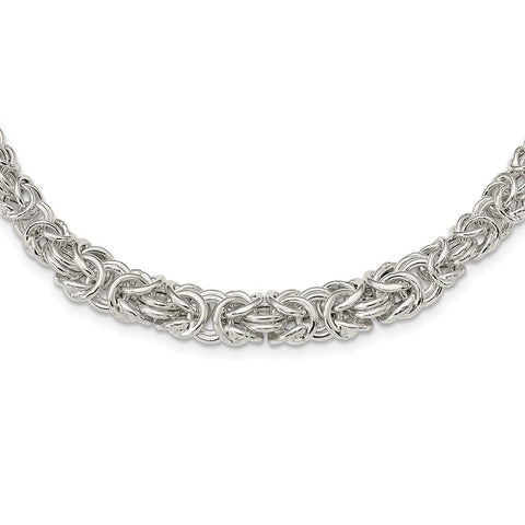 Sterling Silver Polished Byzantine Graduated Link Necklace-WBC-QG5963-17