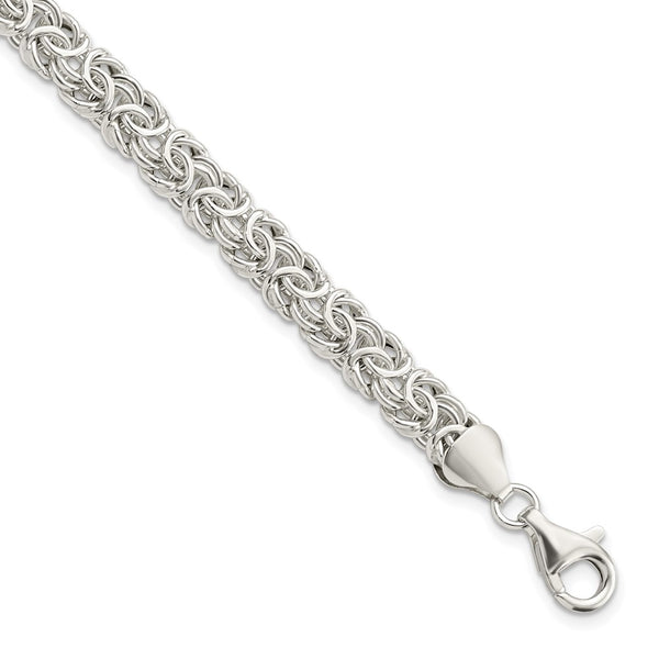 Sterling Silver Polished Byzantine Link Bracelet-WBC-QG5963-7.5