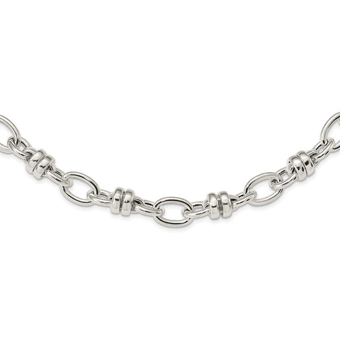 Sterling Silver Fancy Polished Link Necklace-WBC-QG5965-19