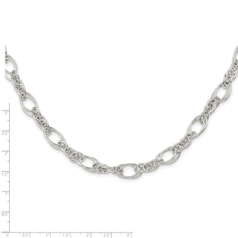 Sterling Silver Polished Fancy Link 18in Necklace-WBC-QG5970-18